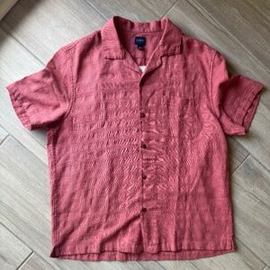 J. Crew Men's Linen Blend Short Sleeve Button Down